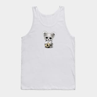 White Lion Cub With Football Soccer Ball Tank Top